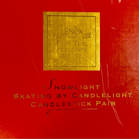 LENOX Snowlight Skating-By-Candlelight Candlestick Pair - Picture 2 of 7